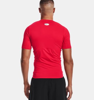 Under Armour HeatGear maglia a compressione da uomo, rosso/bianco