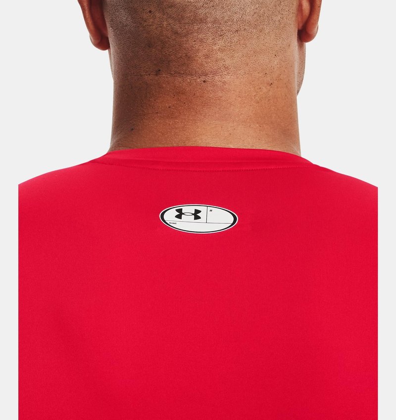 Under Armour HeatGear maglia a compressione da uomo, rosso/bianco