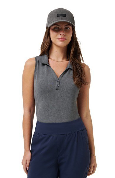 Travis Mathew Featherweight Active 2.0 Sleeveless polo da donna, heather black