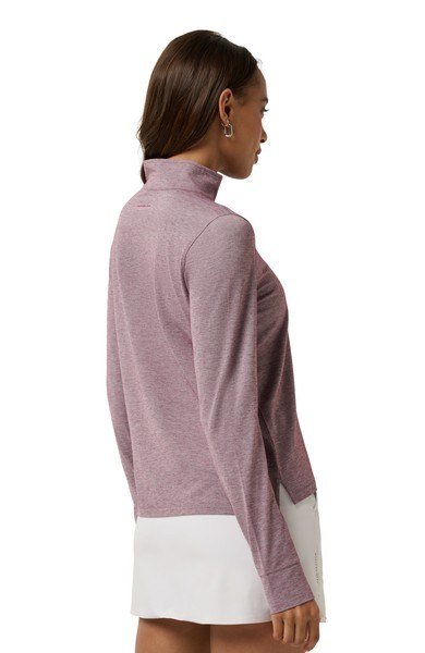 Travis Mathew Featherweightt Active zip long sleeve polo da donna, heather damson