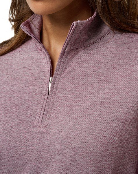 Travis Mathew Featherweightt Active zip long sleeve polo da donna, heather damson