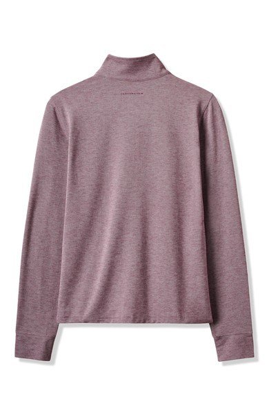 Travis Mathew Featherweightt Active zip long sleeve polo da donna, heather damson