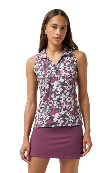 Travis Mathew Featherweight Printed Sleeveless polo da donna, graystone floral multi