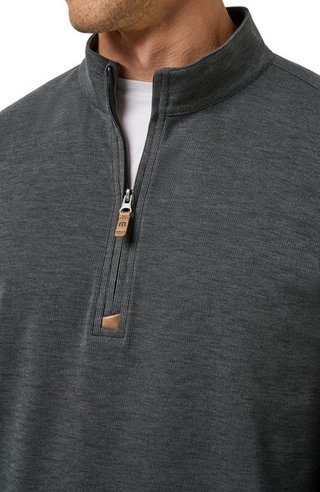 Travis Mathew Cloud maglione uomo 1/4 zip, heather black