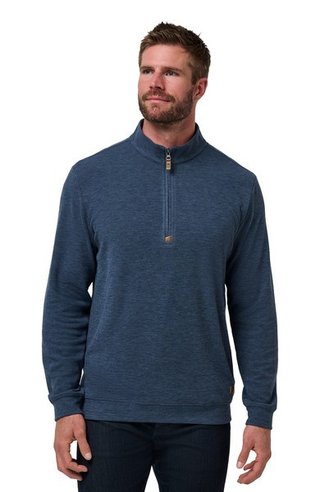 Travis Mathew Cloud maglione uomo 1/4 zip, heather navy