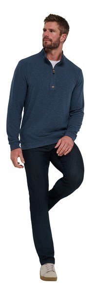 Travis Mathew Cloud maglione uomo 1/4 zip, heather navy