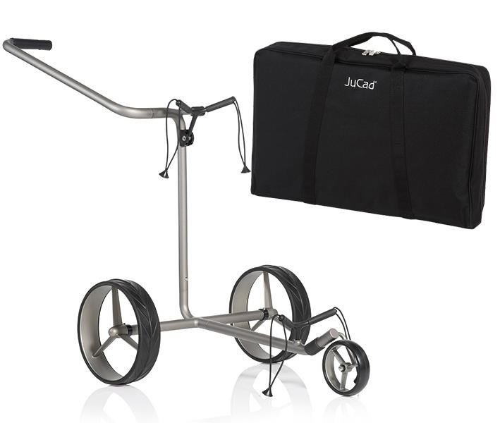JuCad Edition S carrello manuale a 3 ruote, lega di alluminio + borsa da trasporto JTT, argento