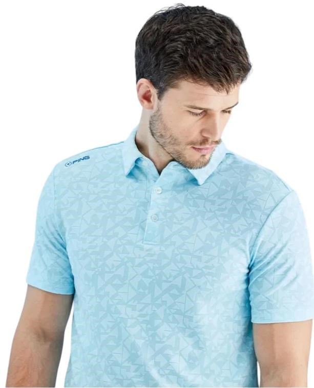 PING Geo Camo polo uomo, crystal blue