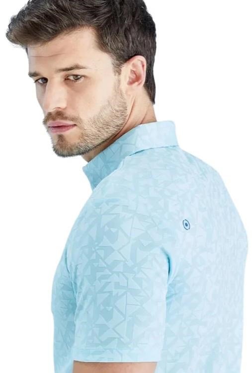 PING Geo Camo polo uomo, crystal blue