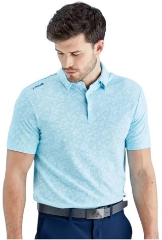 PING Geo Camo polo uomo, crystal blue