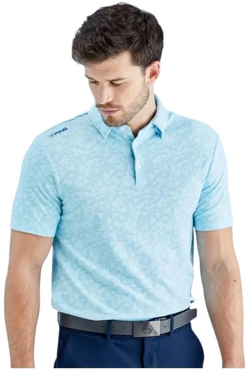 PING Geo Camo polo uomo, crystal blue