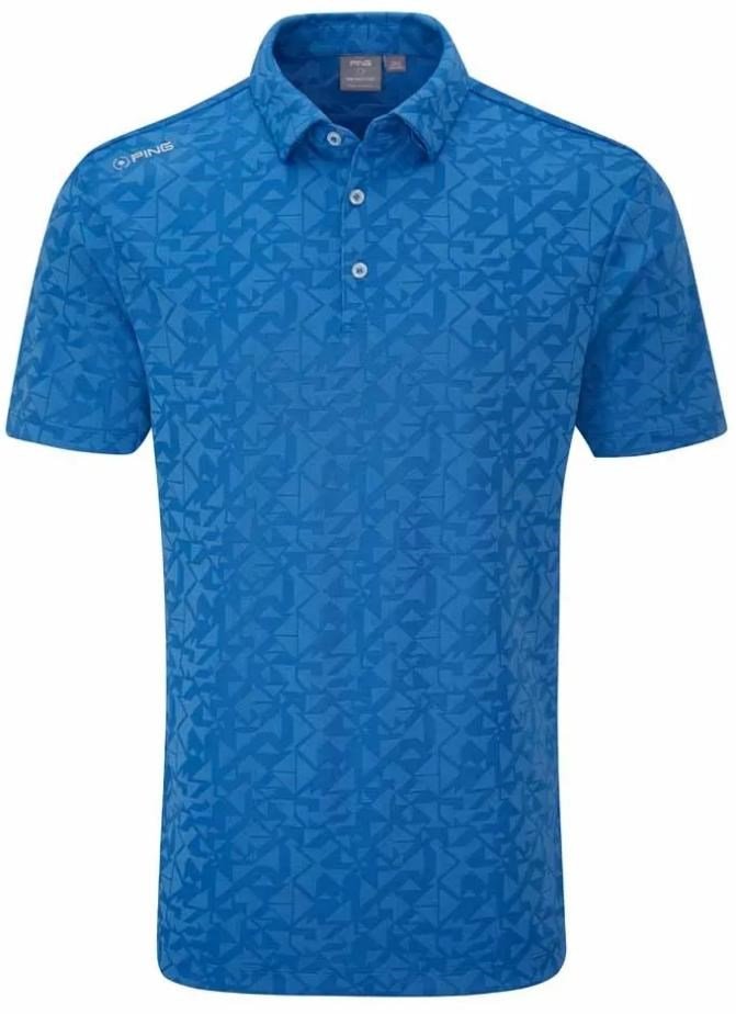 PING Geo Camo polo da uomo, tidal blue