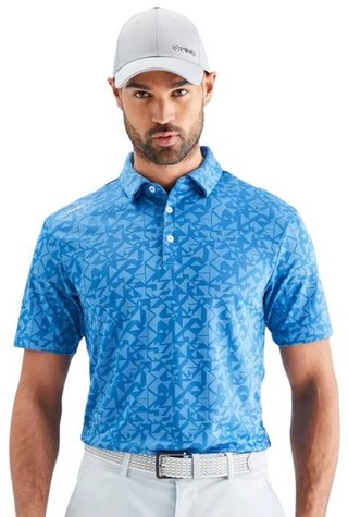 PING Geo Camo polo da uomo, tidal blue