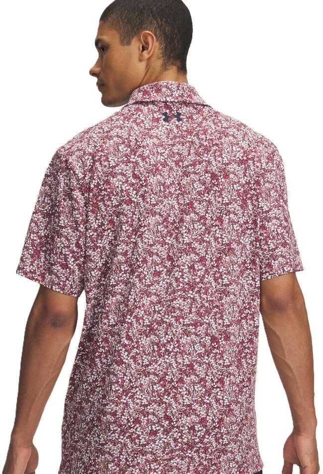 Under Armour Playoff 3.0 Printed polo da uomo, tourmaline pink/dark maroon/midnight navy