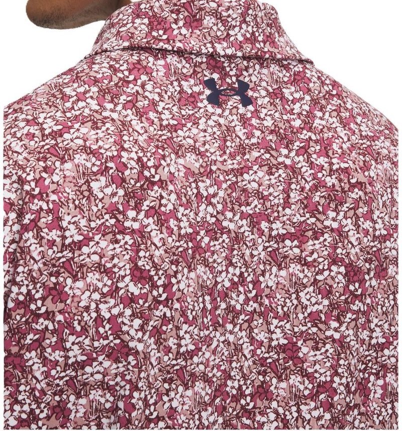 Under Armour Playoff 3.0 Printed polo da uomo, tourmaline pink/dark maroon/midnight navy