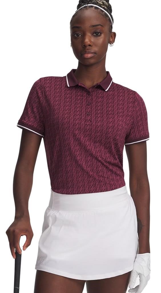 Under Armour Playoff Jacquard polo da donna, dark maroon/fuchsia dusk/white