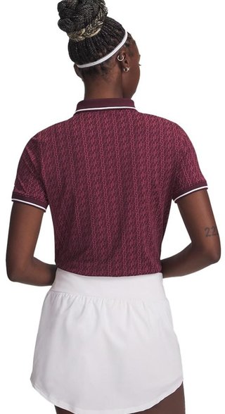 Under Armour Playoff Jacquard polo da donna, dark maroon/fuchsia dusk/white