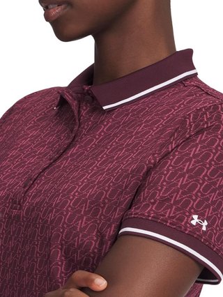 Under Armour Playoff Jacquard polo da donna, dark maroon/fuchsia dusk/white