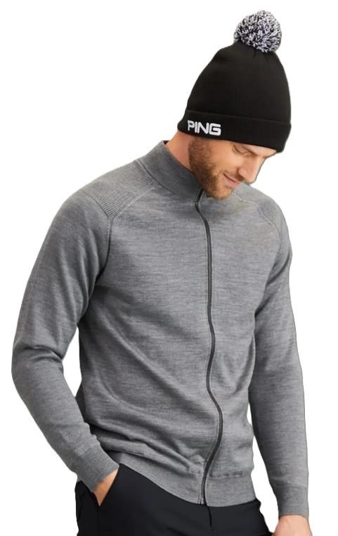 PING Murphy Lined full zip maglione da uomo, french grey marl