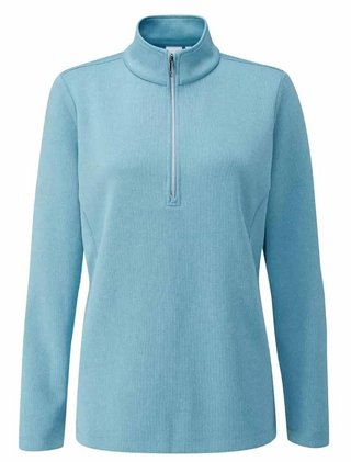 PING Lyla half zip ribbed felpa in pile da donna, tranquil blue marl