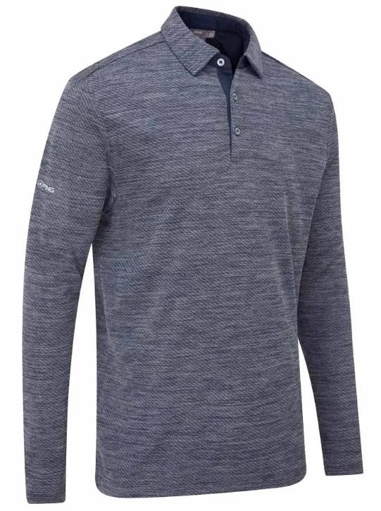 PING Creek polo a maniche lunghe da uomo, navy melange
