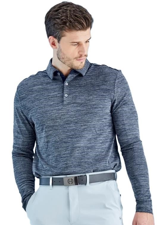 PING Creek polo a maniche lunghe da uomo, navy melange