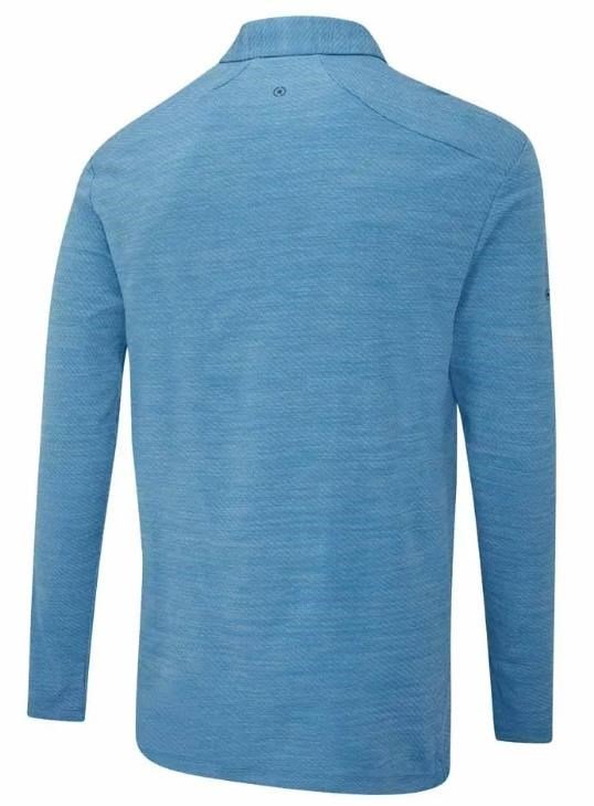 PING Creek polo a maniche lunghe da uomo, tidal blue melange