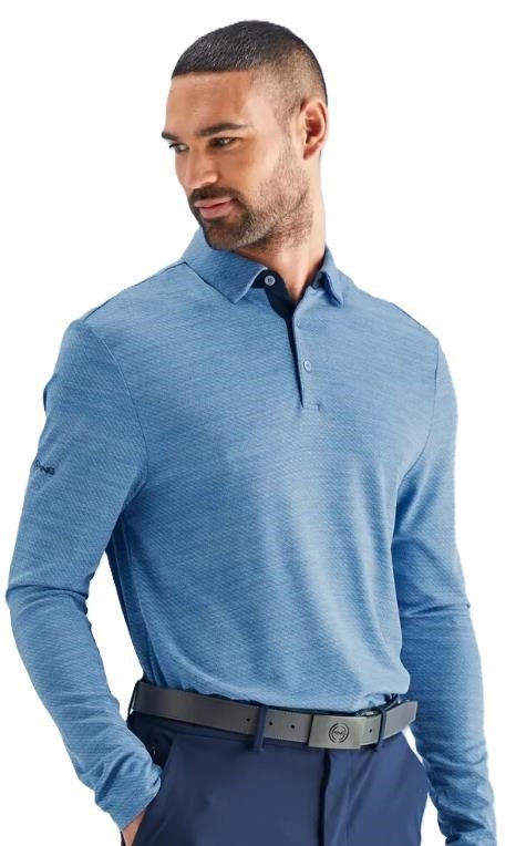 PING Creek polo a maniche lunghe da uomo, tidal blue melange
