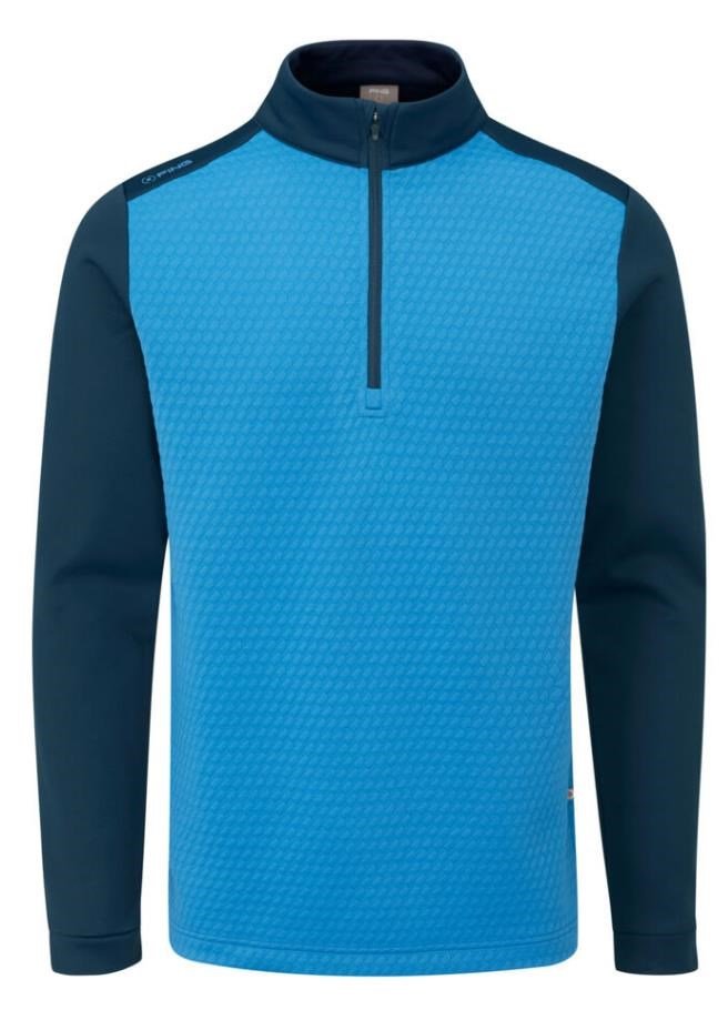 PING Nolan Quarter Zip Fleece felpa da uomo, tidal blue/navy