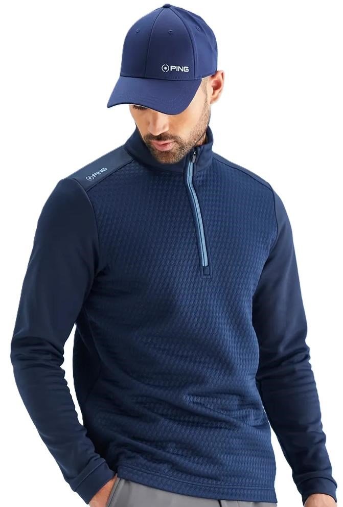 PING Nolan Quarter Zip Fleece felpa da uomo, navy