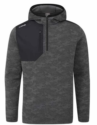 PING Nexa Hooded half zip fleece felpa da uomo, nera