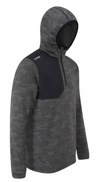 PING Nexa Hooded half zip fleece felpa da uomo, nera