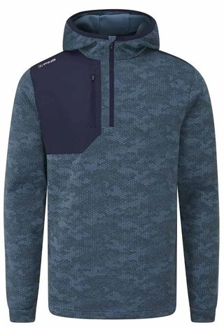 PING Nexa Hooded half zip fleece felpa da uomo, blue fusion/navy