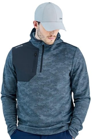 PING Nexa Hooded half zip fleece felpa da uomo, blue fusion/navy