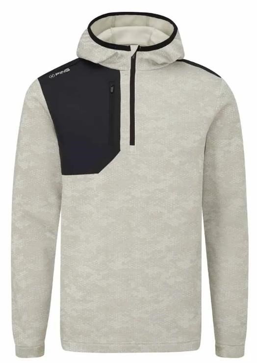 PING Nexa Hooded half zip fleece felpa uomo, willow/black