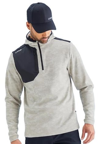 PING Nexa Hooded half zip fleece felpa uomo, willow/black