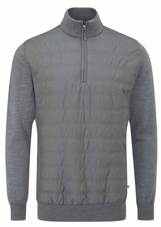 PING Connell Hybrid quarter-zip maglione da uomo, french grey marl