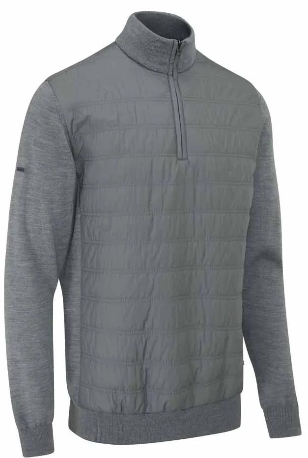 PING Connell Hybrid quarter-zip maglione da uomo, french grey marl