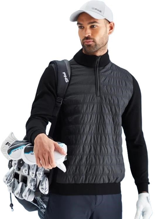 PING Connell Hybrid quarter-zip maglione da uomo, nero