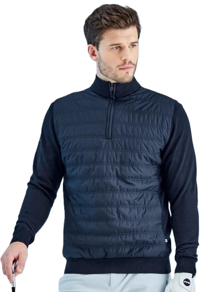 PING Connell Hybrid quarter-zip maglione da uomo, blu navy