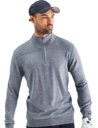 PING Dorset Quarter zip maglione da uomo, french grey marl