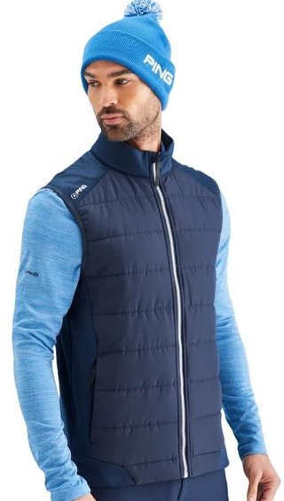 PING Aiden Hybrid fleece gilet da uomo, blu navy