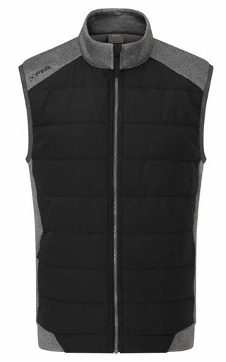 PING Aiden Hybrid Fleece gilet da uomo, asphalt marl/nero