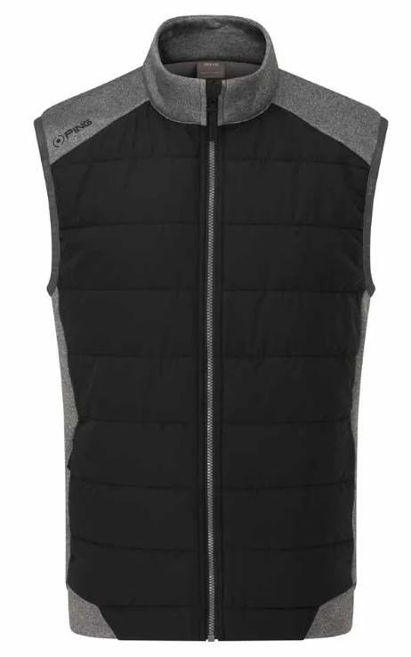 PING Aiden Hybrid Fleece gilet da uomo, asphalt marl/nero