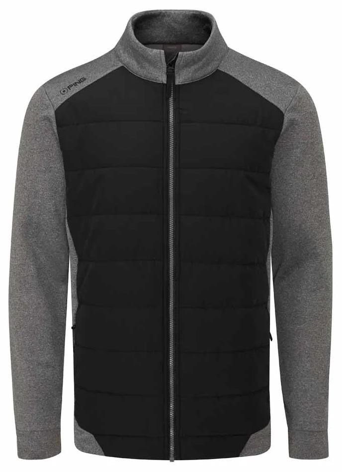 PING Aiden Hybrid fleece giacca da uomo, asphalt marl/nero
