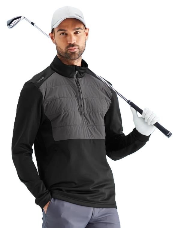 PING Astbury fleece giacca da uomo, nero/asfalto