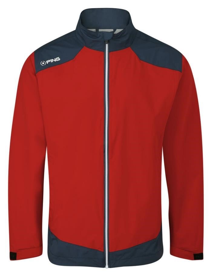 PING AquaDrive Waterproof giacca impermeabile da uomo, classic red/oxford blue