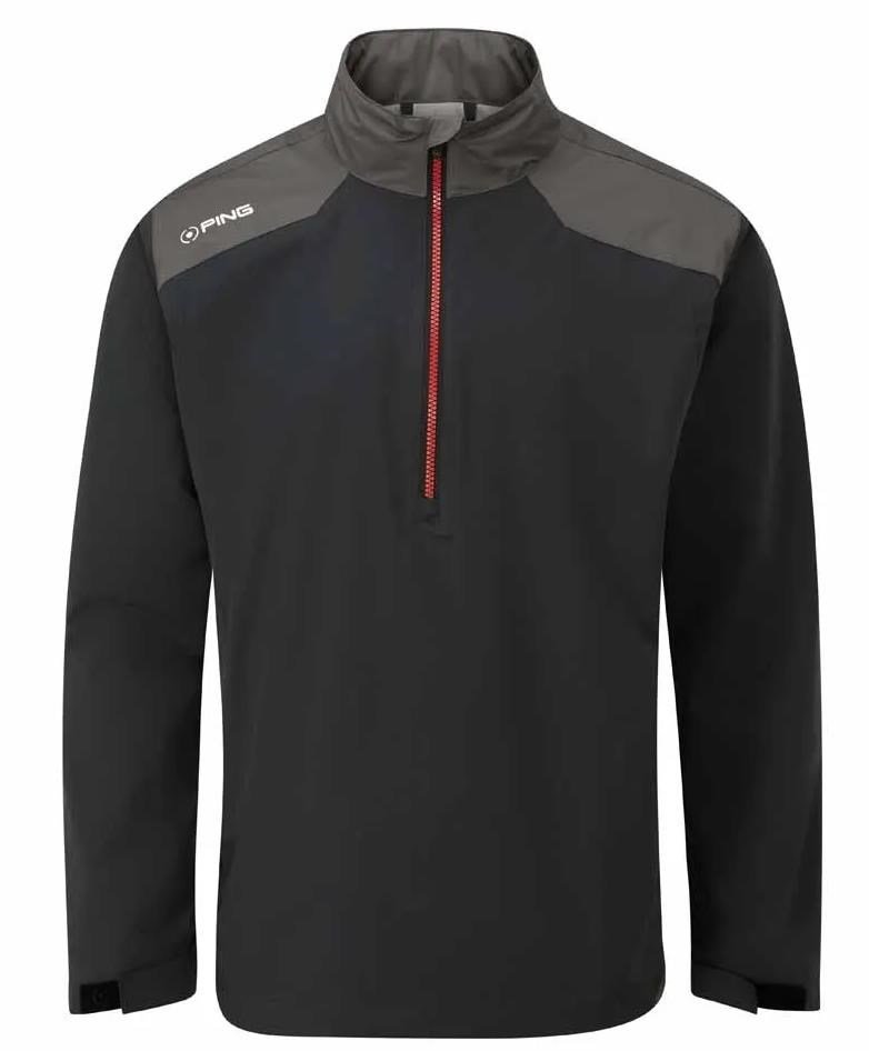 PING AquaDrive Half-Zip giacca impermeabile da uomo, nero/asfalto