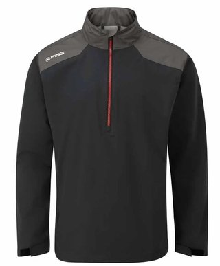 PING AquaDrive Half-Zip giacca impermeabile da uomo, nero/asfalto