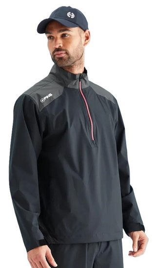 PING AquaDrive Half-Zip giacca impermeabile da uomo, nero/asfalto